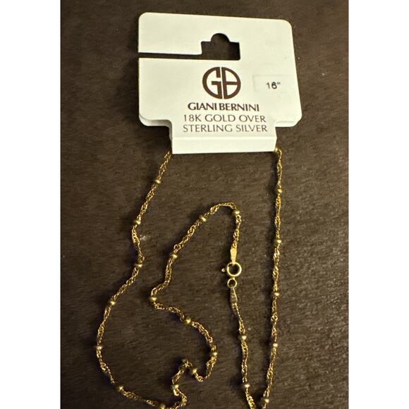 NWT Giani Bernini Beaded Necklace 18k Gold Over Sterling Silver 16" Ret. $105 - Picture 1 of 4